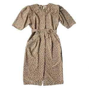 Vintage Perceptions Union Made Dress Women Size 7/8 Gray Geo Print Button Belt